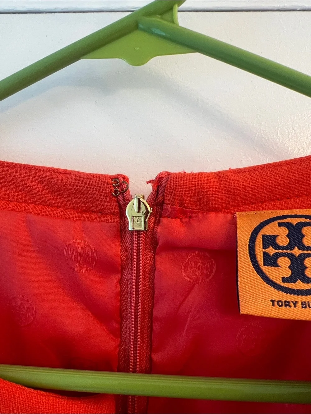 Tory Burch Sleeveless Orange Zip-Front Sheath Dress